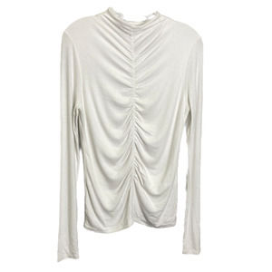 VERONICA BEARD Theresa Ruched Turtleneck Top White Modal Synched Long Sleeve M